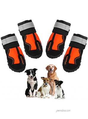 UFANORE Dog Boots Outdoor Waterproof Dog Boots with Reflective and Adjustable Straps Rugged Anti-Slip Sole Dog Shoes 4 Pcs