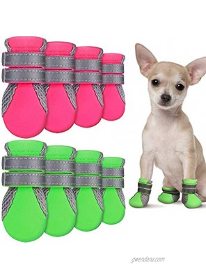 Weewooday 8 Pieces Nonslip Dog Mesh Boots Reflective Puppy Shoes Breathable Soft Sole Dog Paw Protectors Adjustable Anti-Slip Outdoor Pet Boots for Small and Medium Pets