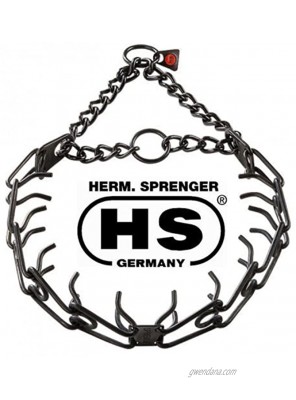 Black Herm Sprenger Ultra Plus Prong Collar with Center-Plate and Assembly Chain 4 mm x 25 inches