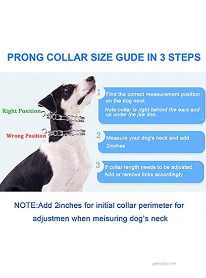 Dog Prong Collar Dog Pinch Training Collar with Quick Release Clip Adjustable Stainless Steel Links with Rubber Tips Choke Collar for Small Medium Large Dogs