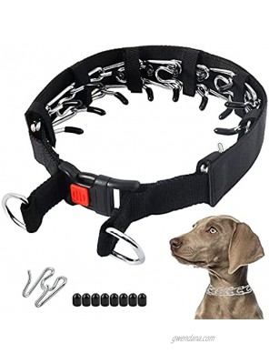 Dog Prong Collar Pinch Collar for Dogs Training with Protector and Quick Release Snap Buckle for Small Medium Large Dogs