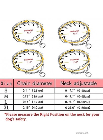 Prong Collar for Dogs Prong Collars for Dogs Pinch Training Collar Adjustable Stainless Steel Links with Rubber Tips Quick Release Locking Carabiner for Small Medium Large Dogs
