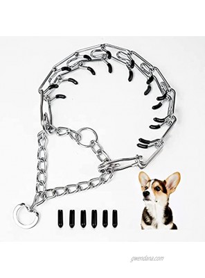 Wiotar Dog Prong Collar Prong Collars for Dogs Pinch Training Collar Adjustable Stainless Steel Choke Pinch Dog Chain Collar with Rubber Tips for Large Medium Dogs Packed with 6 Extra Tips.