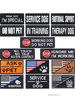 15 Pieces Service Dog Patches Dog Vest Patches Removable Tactical Patches Embroidered Fastener Hook Loop Patch Animal Vests Harnesses Patch Pet Vest Patches for Animal Vest Harnesses Collars Leashes