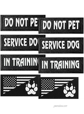 8 Pieces Reflective Dog Vest Patches Removable Tactical Patches for Dog Harness Service Dog in Training and Dog Halter Patches with Printed Dog Paw