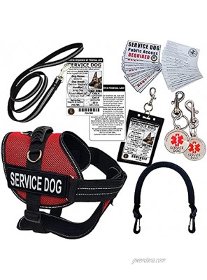 ActiveDogs Service Dog Kit Air-Tech Mesh Service Dog Red Vest Harness Size Medium Red + Free Registered Service Dog ID + Clip-on Bridge Handle + ADA Federal Law Cards + Service Dog Travel Tag