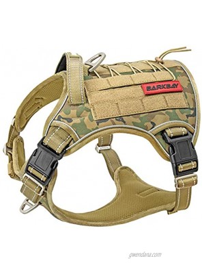 BARKBAY Tactical Dog Harness Large,Military Service Weighted Dog Vest Harness Working Dog MOLLE Vest with Loop Panels,No-Pull Training Harness with Leash Clips for Walking Hiking Hunting