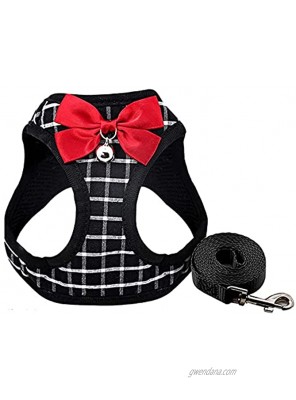 Cat Harness and Leash Kitten Harness Cat Leash Rabbit Harness for Small Dogs Cat Harness Escape Proof with Bell and Bow-Knot Decoration Cat Outdoor Enclosures-XS