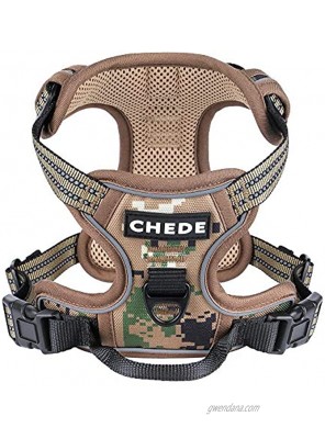 chede No Pull Dog Harness,Reflective Vest Harness with 2 Leash ,Adjustable Soft Padded Dog Vest with Easy Control Handle for Small Medium Large Dog Large Camouflage