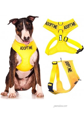 Dexil Limited Adopt ME I Need A New Home Yellow Color Coded Non-Pull Front and Back D Ring Padded and Waterproof Vest Dog Harness Prevents Accidents by Warning Others of Your Dog in Advance