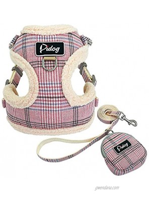 Didog Soft Cosy Dog Vest Harness and Leash Set with Cute Bags,No Pull Escape Proof Breathable Mesh Dog Harness,Classic Plaid Back Openable,Fit Walking Small Dogs Cats