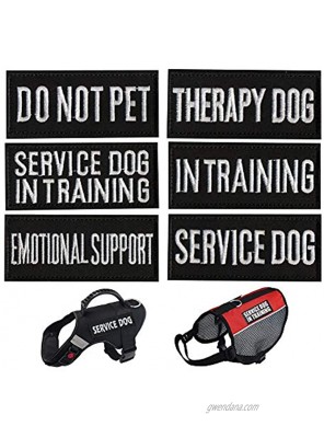 Dog Vest Harness Patches CheeseandU 6Pack Dog Removable Patches Backing-Service Dog Service Dog in Training Do Not Pet Emotional Support Therapy Dog in Training Embroidered Morale Badge Patches