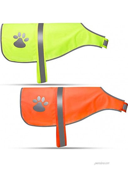 Geyoga 2 Pieces Dog Reflective Vest Adjustable Dog Safety Vest Pet Dog High Visibility Apparel for Outdoor Activities Walking Hunting