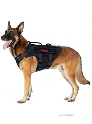 OneTigris Large Tactical Dog Harness No Pulling Adjustable Dog Vest Harness Heavy Duty Dog Harness with Handle Large Hook and Loop Panels for Patch