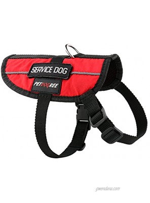 Petdogree Lightweight Reflective Red Service Dog Vest Harness with Handle and Removable Patches XS S M L XL