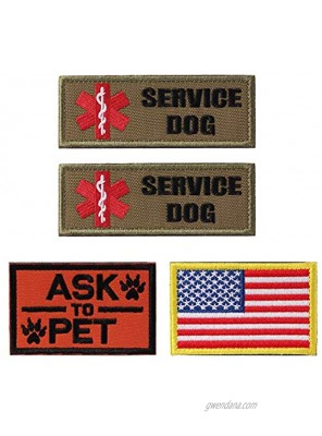 PETVINS Service Dog Patch for Vest Harness Backpack K9 Morale Badge Hook and Loop in Training Outdoor Tactical Dog Molle Vest Camouflage Harness