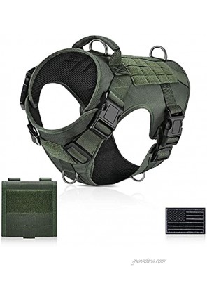 Tactical Dog Harness No Pull CrazyLynX Dog Vest with Molle & Sturdy Handle Service Harness with Hook & Loop Panels Adjustable Vest Harness with Front Leash Clip for Small Medium Large Dogs