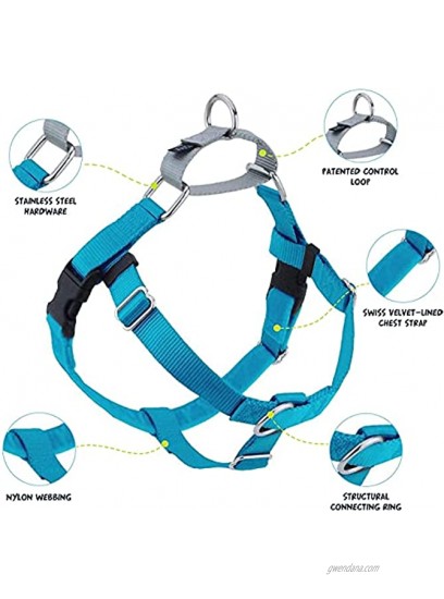 2 Hounds Design Freedom No Pull Dog Harness | Adjustable Gentle Comfortable Control for Easy Dog Walking |for Small Medium and Large Dogs | Made in USA | Leash Included | 1 LG Turquoise