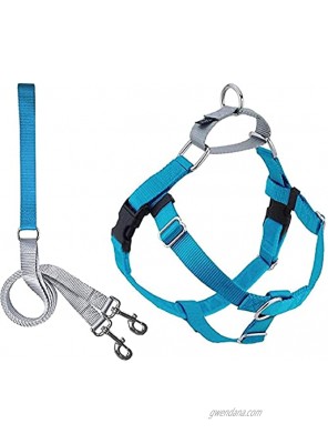 2 Hounds Design Freedom No Pull Dog Harness | Adjustable Gentle Comfortable Control for Easy Dog Walking |for Small Medium and Large Dogs | Made in USA | Leash Included | 1" LG Turquoise