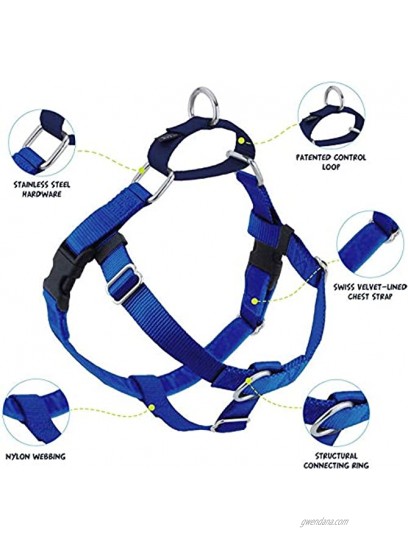 2 Hounds Design Freedom No-Pull Dog Harness with Leash Large 1-Inch Wide Royal Blue