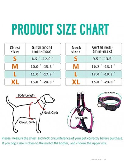 Bark Lover Dog Harness Leash and Collar Matching Sets for Small Puppy Medium Large Dogs Pets Heavy Duty Nylon with Denim Design Perfect Accessories for Walking Training Your Dog