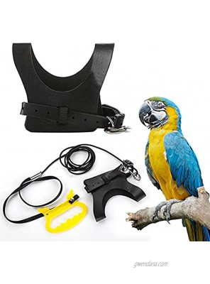 Bird Harness Bird Leash  Adjustable Bird Harness Leash for Trainning Black Fashion Vest Suitable for Cockatiel,Parrot,Parakeets Conures Macaws Parrots Love Birds，Finches