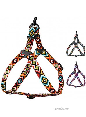 CollarDirect Adjustable Dog Harness Aztec Pattern Tribal Design Pet Step-in Vintage Comfortable Harnesses for Dogs Small Medium Large Puppy