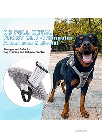 Durable Dog Harness for Large Dogs No Pull Soft Padded Easy Walk Harness Fully Adjustable Reflective Easy Control Dog Vest Harness for Small Medium Dogs Grey M