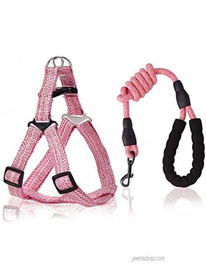 Smaige No Pull Dog Leash and Harness Set Heavy Duty & Adjustable Basic Harness for Puppy Small and Medium Dogs & Cats Pink M [ 8lb-20lb Dogs]