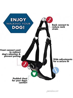 Walk Right! Front-Connect No More Pull Padded Dog Harness Black LRG 26-38