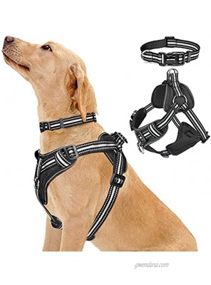 WINSEE No Pull Dog Harness Step in Dog Harness with a Dog Collar Chest Adjustable Soft Padded Vest Reflective No Escape Harness Easy Running Walking for Small Medium Large Extra-Large Dogs